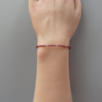 Tiny Red Garnet Bracelet -Dainty January Birthstone Jewelry