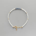 Tiny Burma Blue Sapphire and White Topaz Bracelet -Dainty September Birthstone Jewelry