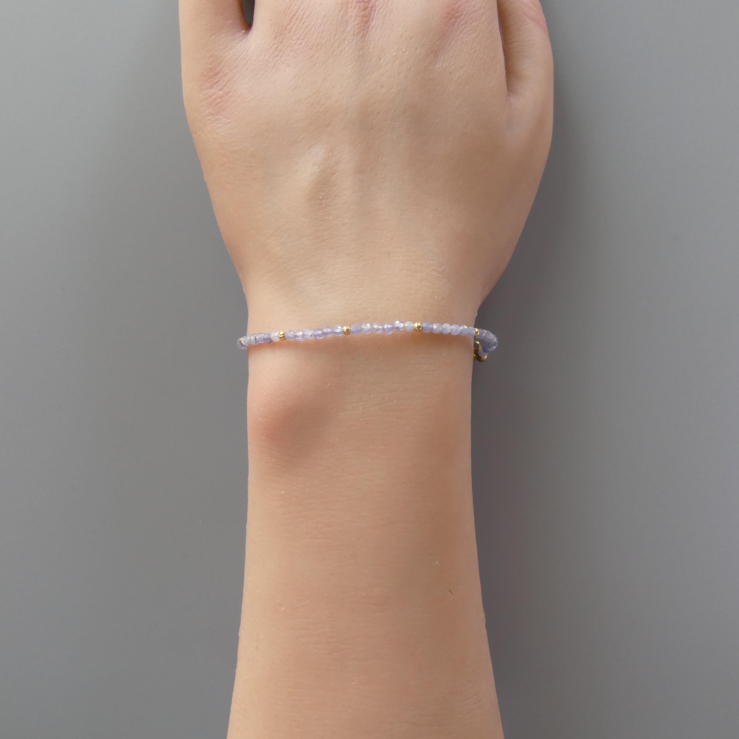 Tiny Tanzanite Bracelet - Dainty Gemstone Beaded Jewelry