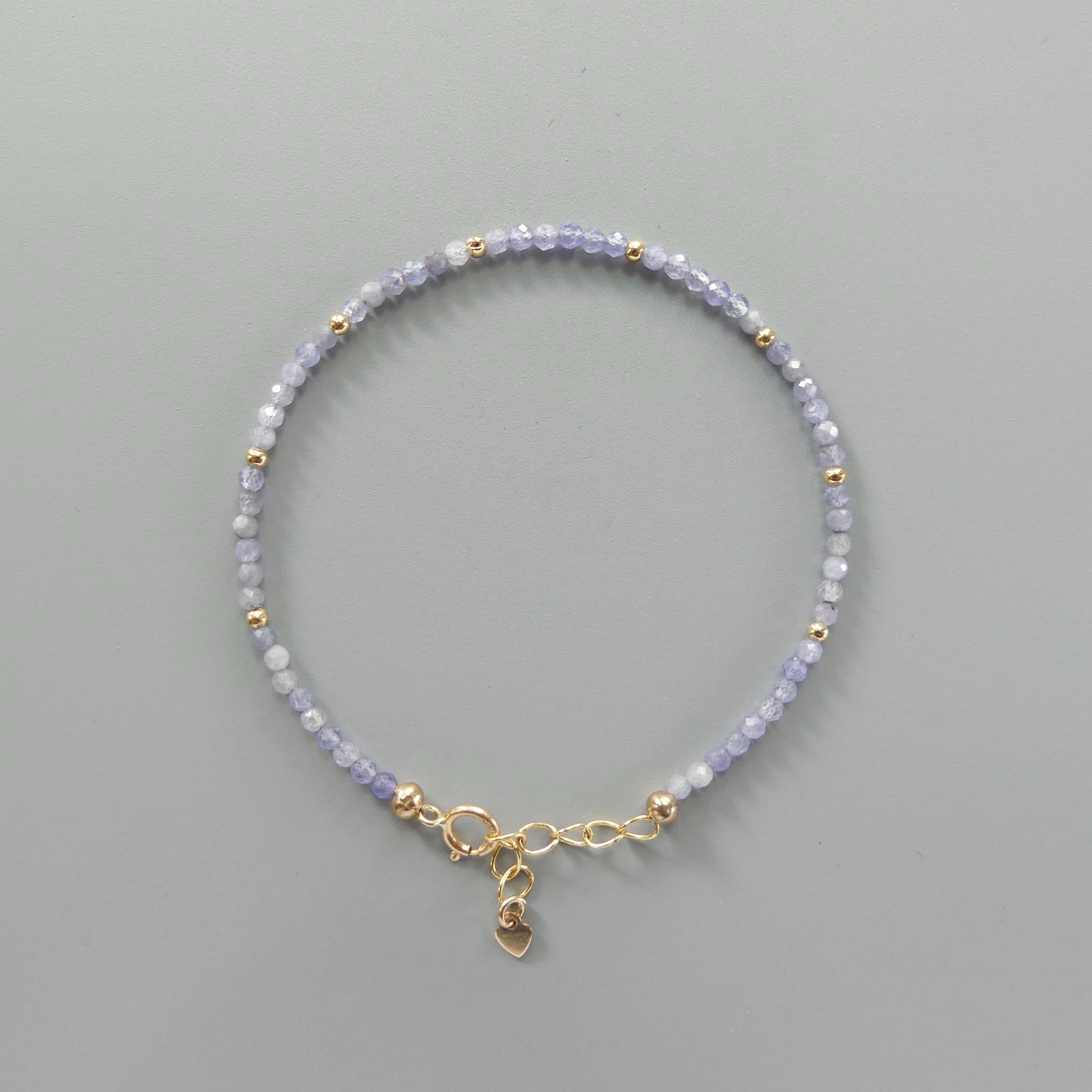 Tiny Tanzanite Bracelet - Dainty Gemstone Beaded Jewelry