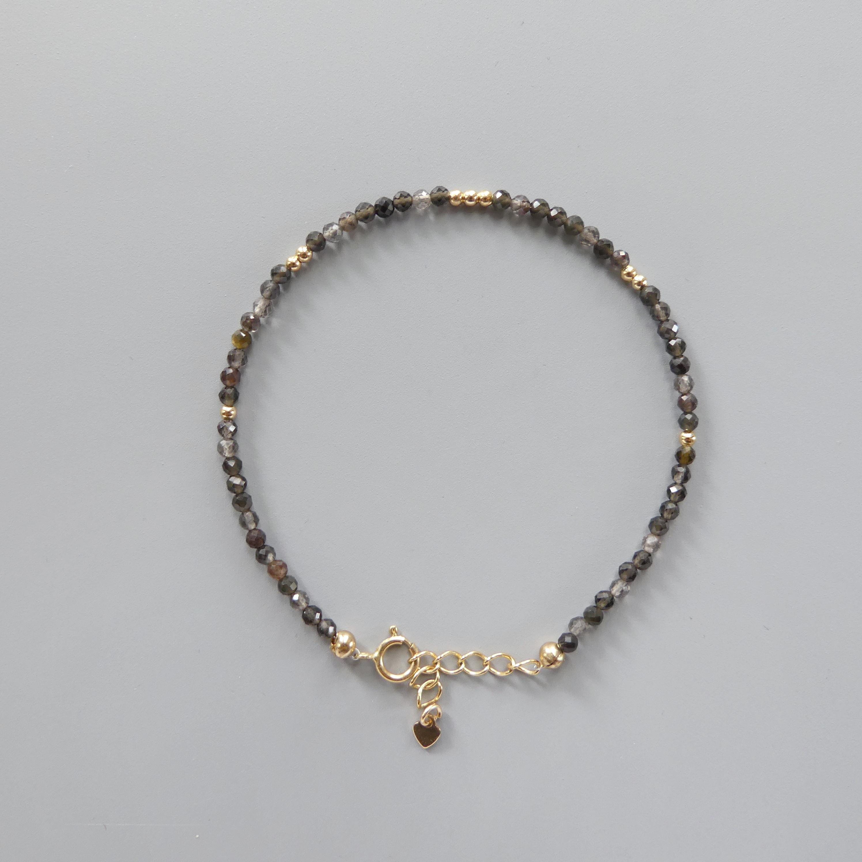 Tiny Obsidian Bracelet -Dainty Gemstone Protection Jewelry