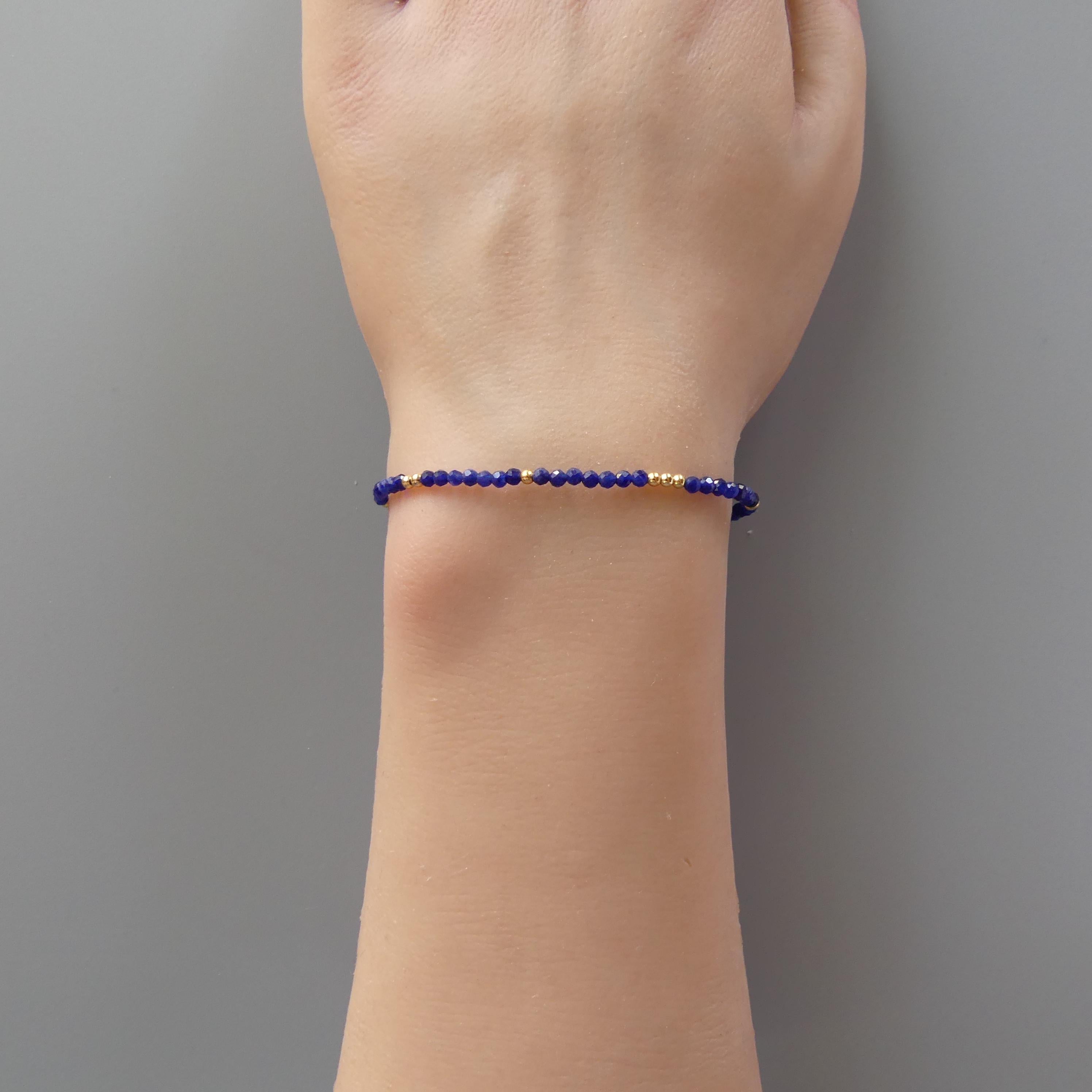 Tiny Sodalite Bracelet - Dainty Gemstone Beaded Jewelry