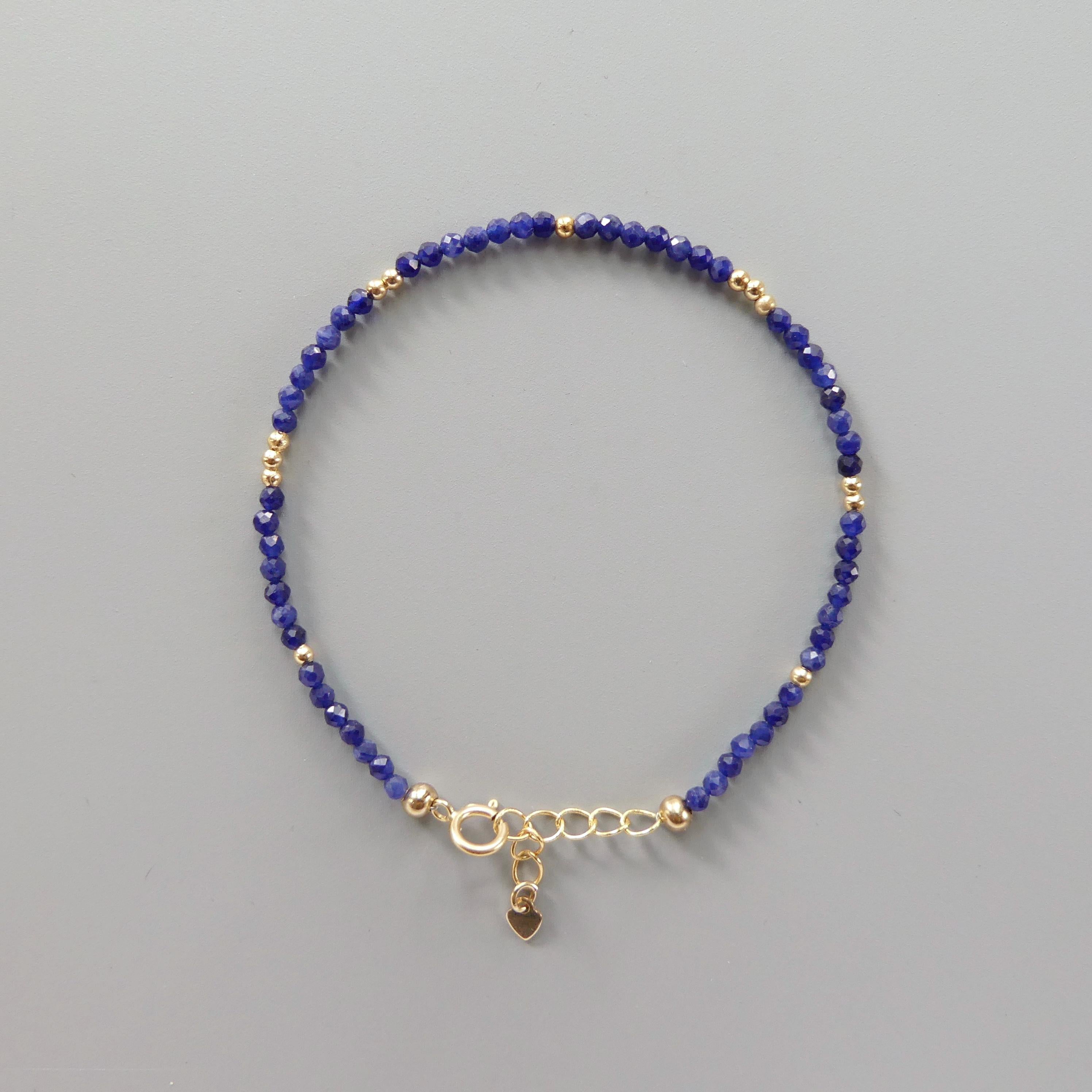 Tiny Sodalite Bracelet - Dainty Gemstone Beaded Jewelry