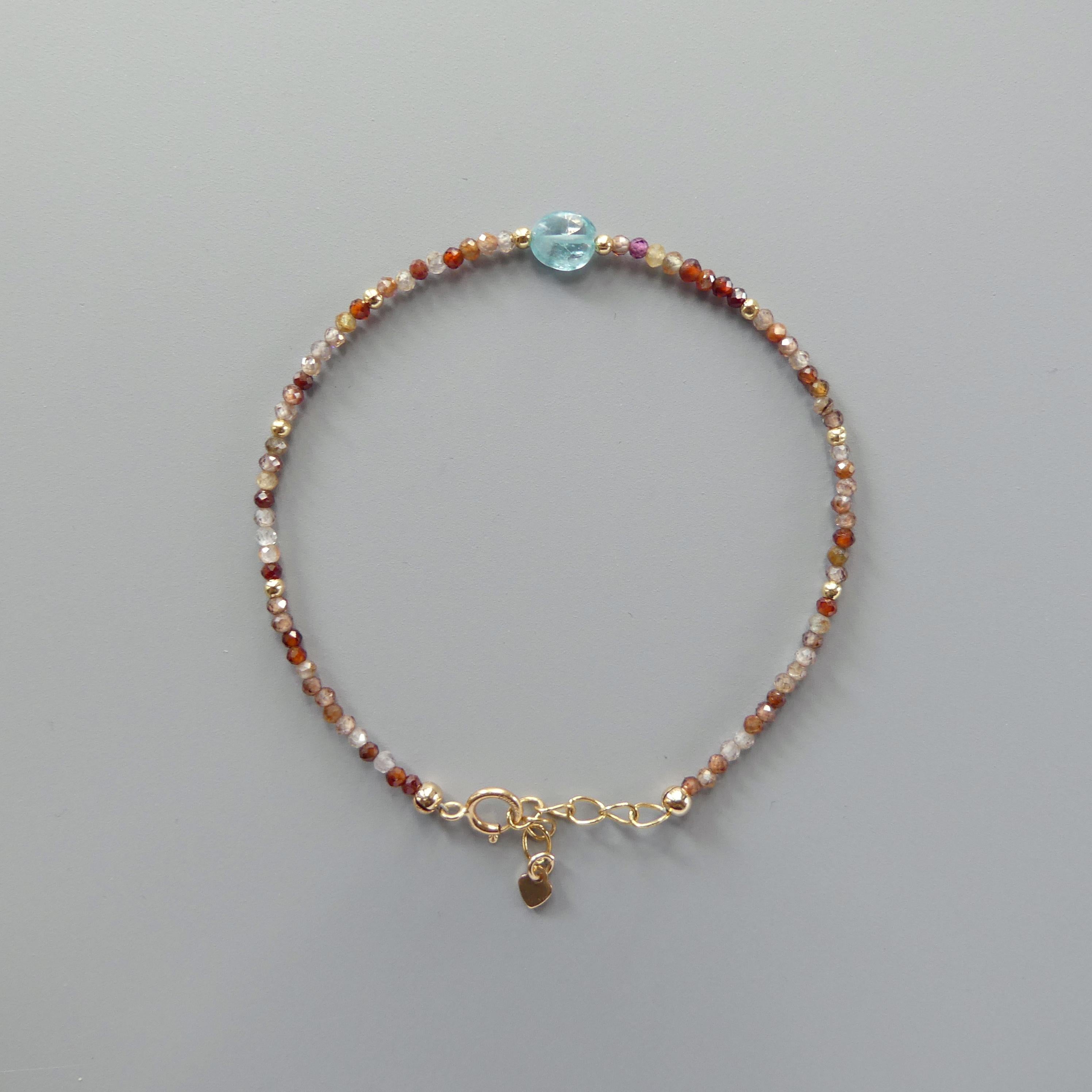 Tiny Blue Zircon Bracelet -Dainty Gemstone Beaded Jewelry