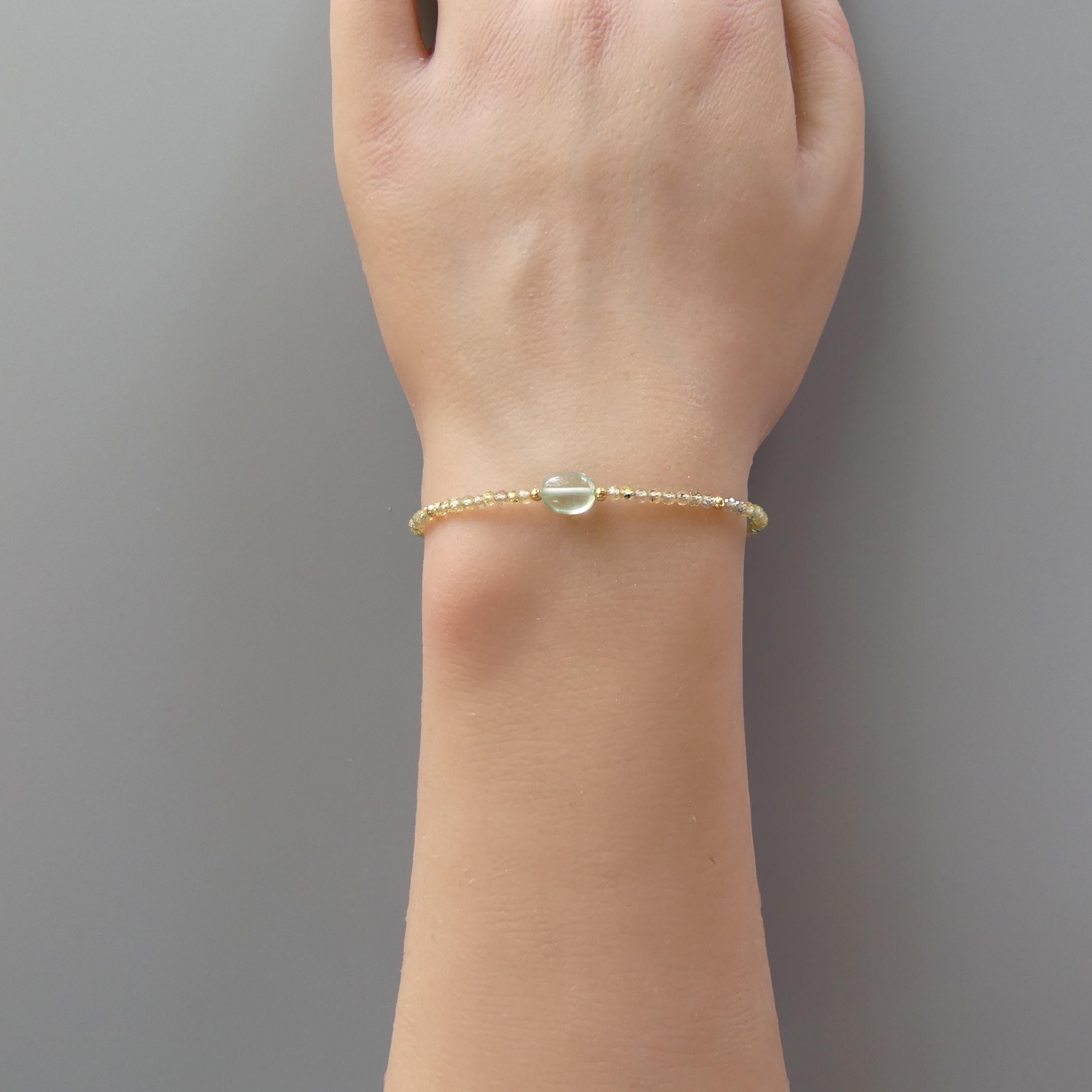 Tiny Green Sapphire Bracelet - Dainty September Birthstone Jewelry