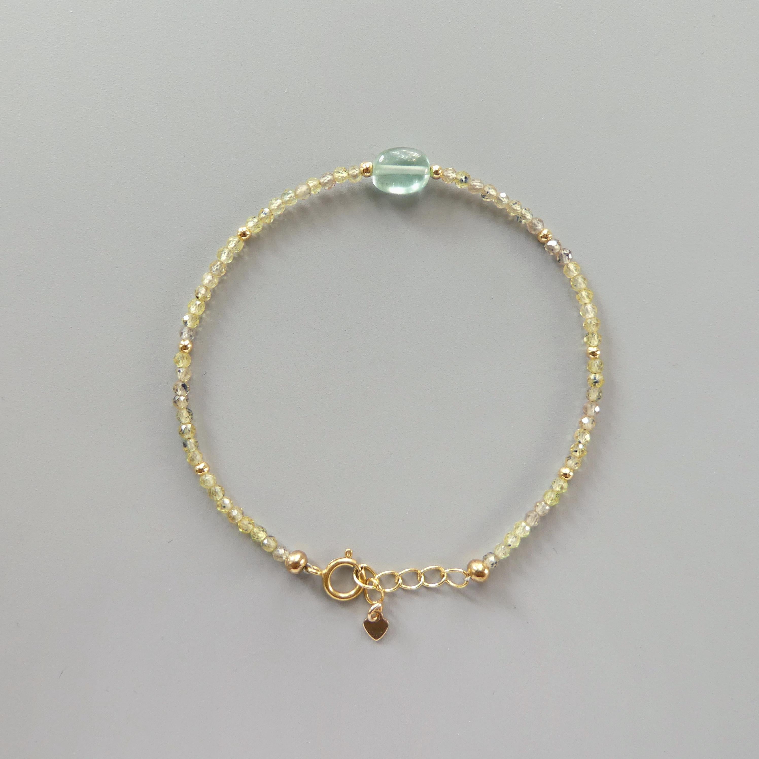 Tiny Green Sapphire Bracelet - Dainty September Birthstone Jewelry