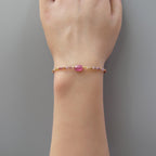 Tiny Pink Sapphire and Ruby Bracelet- Dainty Gemstone Jewelry