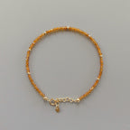 Tiny Carnelian Bracelet Dainty Gemstone Beaded Bracelet Sparkly Orange Crystal Jewelry Stackable Skinny Birthday Gift For Women Wife Mom