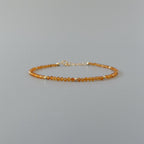 Tiny Carnelian Bracelet Dainty Gemstone Beaded Bracelet Sparkly Orange Crystal Jewelry Stackable Skinny Birthday Gift For Women Wife Mom