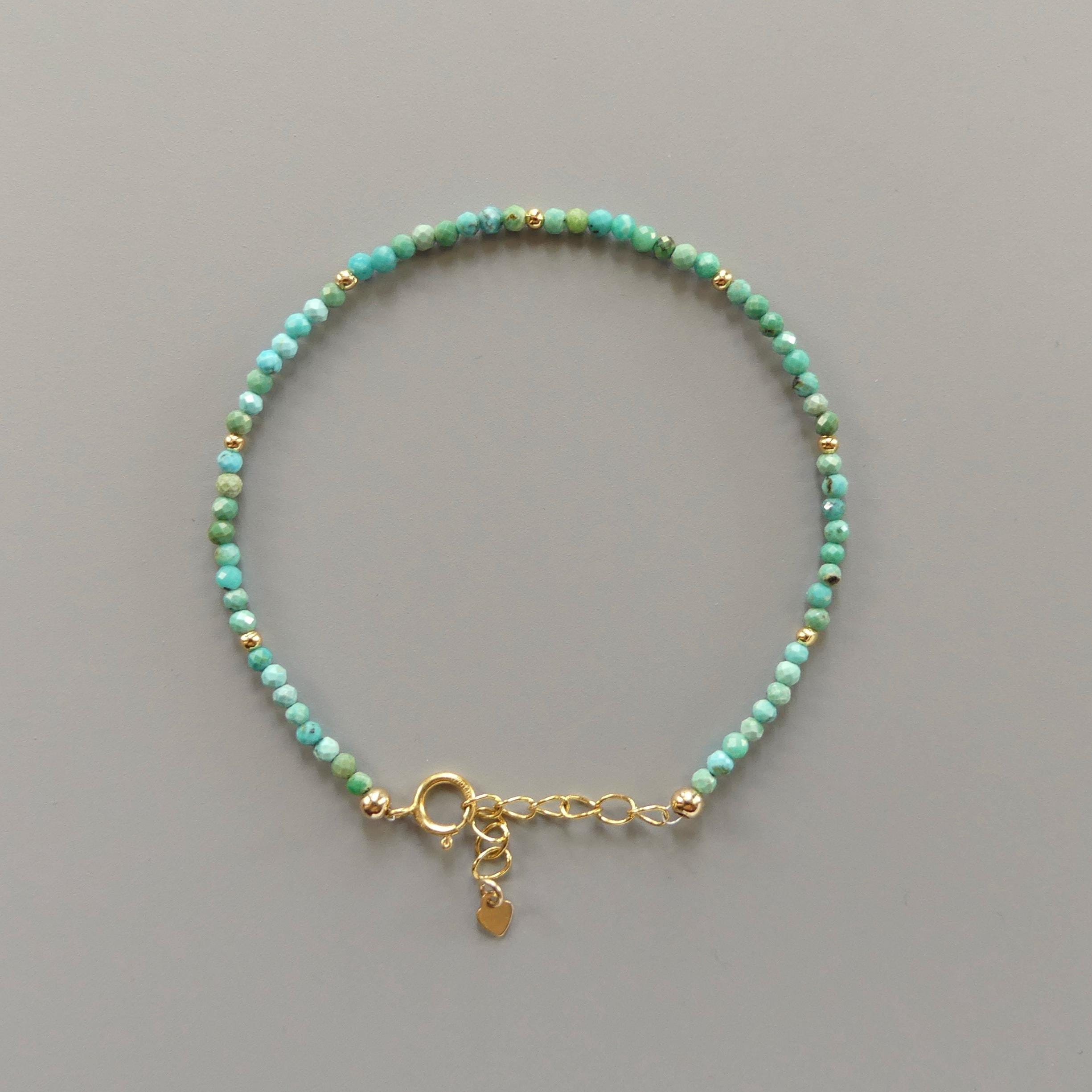 Tiny Arizona Turquoise Bracelet - Dainty December Birthstone Jewelry