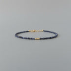 Tiny Blue Sapphire Bracelet Dainty Gemstone Beaded Bracelet Crystal Minimalist Jewelry September Birthstone Gift for Women Wife Daughter
