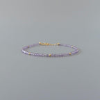 Tiny Pink Amethyst Bracelet Dainty Lilac Gemstone Beaded Bracelet Crystal Jewelry Minimalist February Birthstone July Birthday Gift