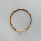 Tiny Tiger Eye Bracelet with Peridot -Dainty Beaded Jewelry