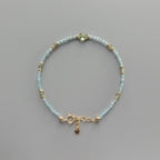 Tiny Sky and Green Apatite Bracelet -Dainty Gemstone Beaded Jewelry