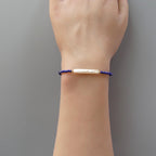 Tiny Lapis Lazuli Bracelet with Biwa Pearl - Dainty Gemstone Beaded Jewelry