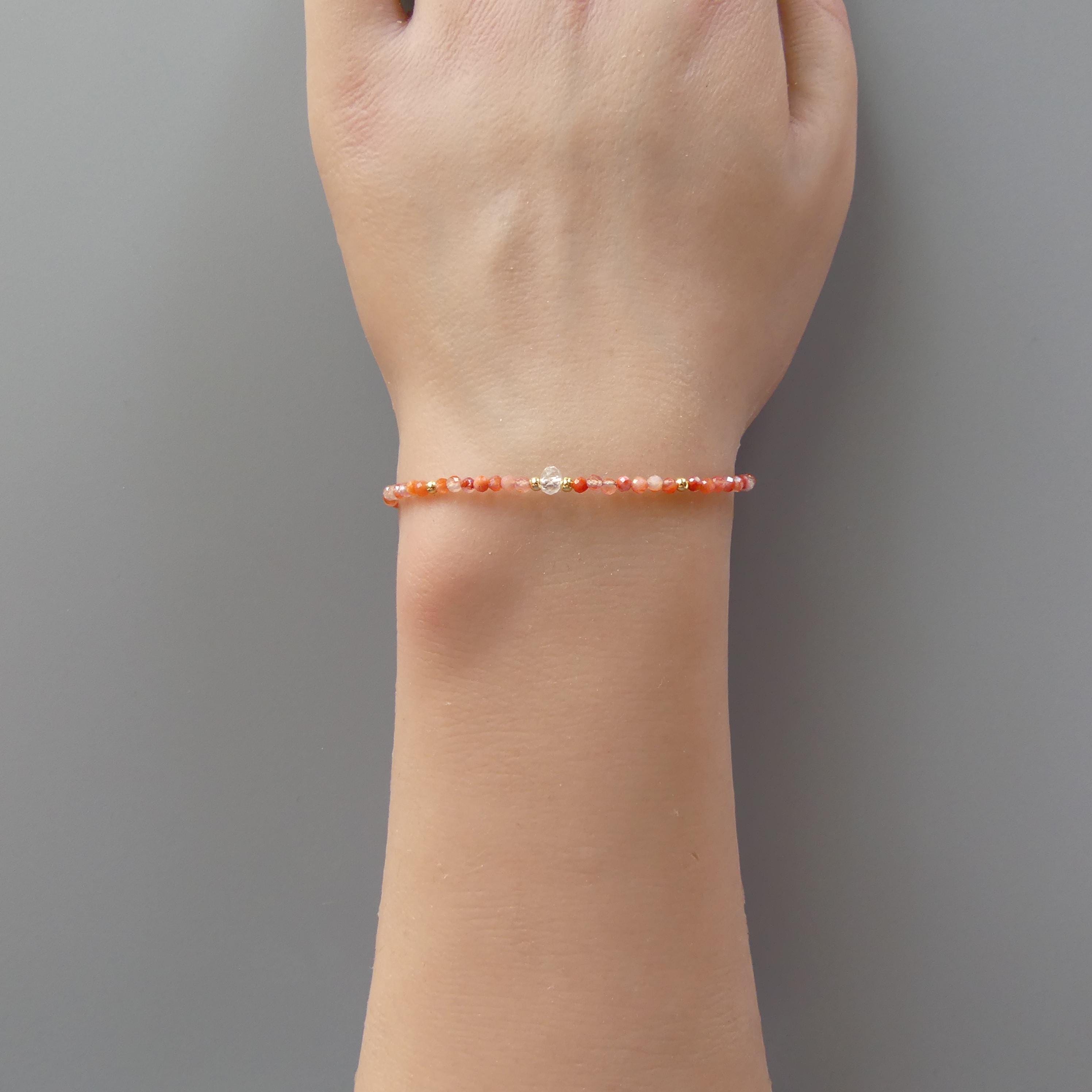 Tiny Carnelian Bracelet -Dainty Gemstone Minimalist Jewelry