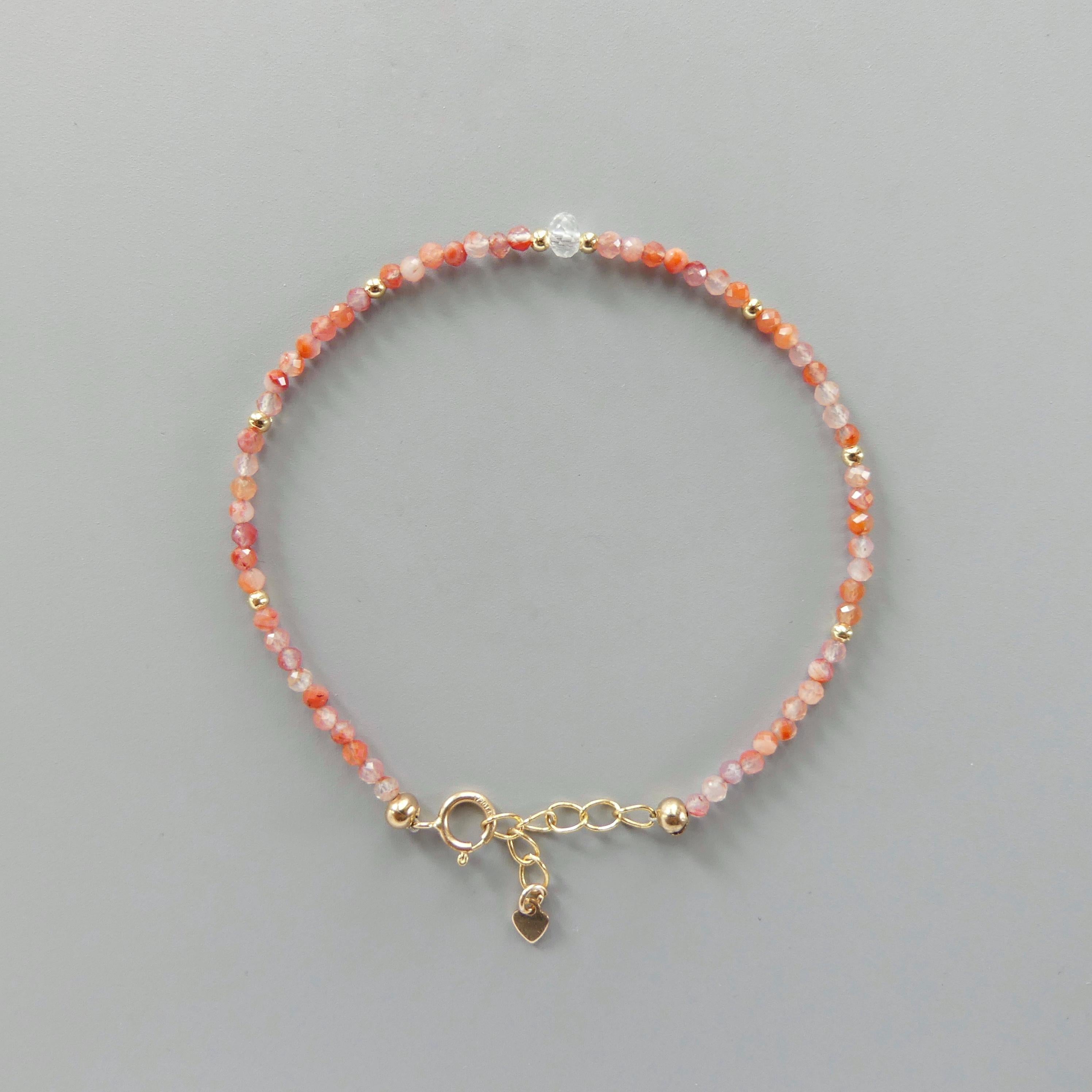 Tiny Carnelian Bracelet -Dainty Gemstone Minimalist Jewelry