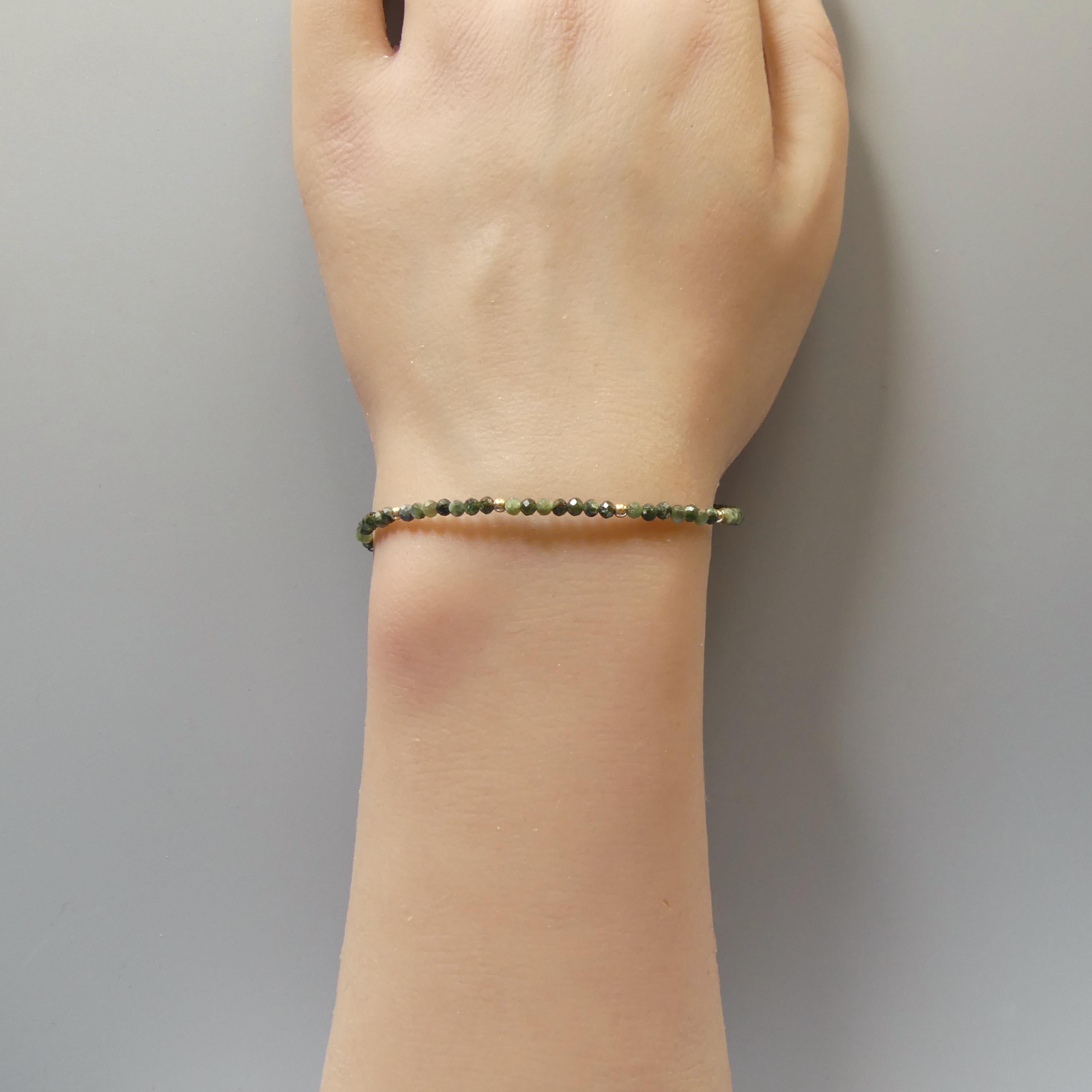 Tiny Seraphinite Bracelet Dainty Gemstone Beaded Bracelet Gold Filled Minimalist Bracelet Healing Birthday Gift Christmas Mom Wife Daughter