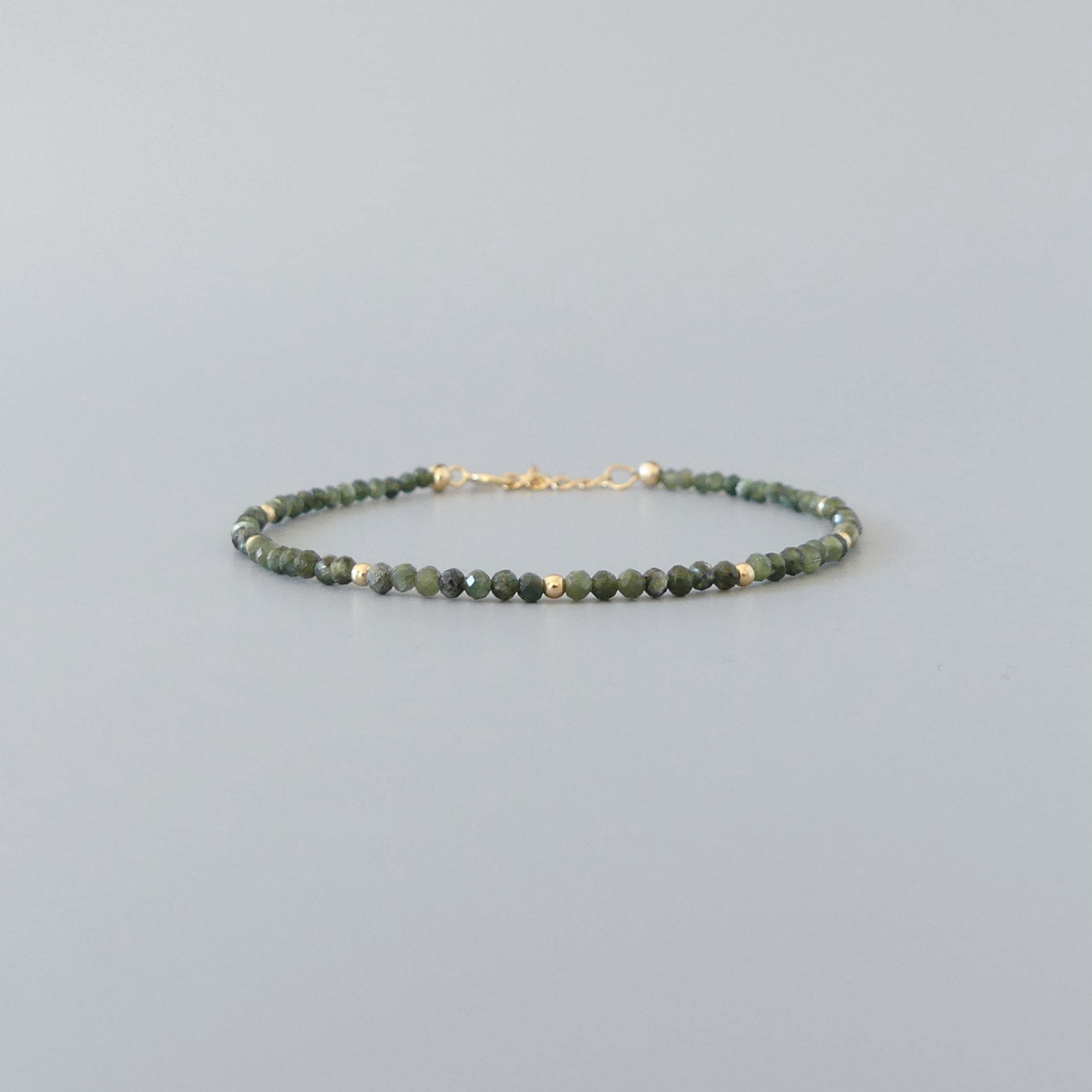 Tiny Seraphinite Bracelet Dainty Gemstone Beaded Bracelet Gold Filled Minimalist Bracelet Healing Birthday Gift Christmas Mom Wife Daughter