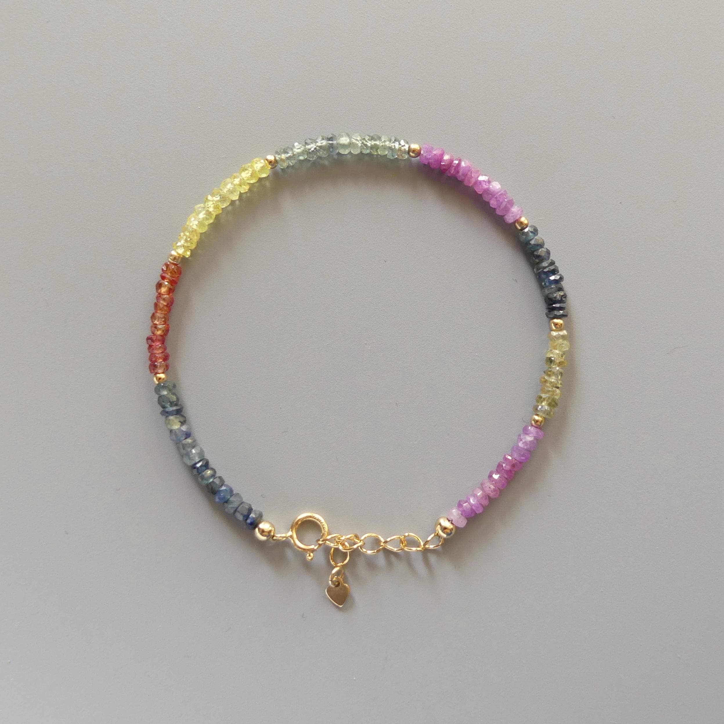 Tiny Multi Sapphire Bracelet Dainty Colorful Sapphire Gemstone Beaded Bracelet Jewelry Minimalist September Birthstone Birthday Gift Wife