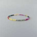Tiny Multi Sapphire Bracelet Dainty Colorful Sapphire Gemstone Beaded Bracelet Jewelry Minimalist September Birthstone Birthday Gift Wife