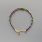 Tiny Garnet Bracelet Dainty Rhodolite Bracelet Tsavorite Stacking Gold Filled Beaded Crystal Jewelry Minimalist January Birthstone Gift