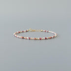 Tiny Cinnabrite Bracelet Dainty Gold Filled Beaded Bracelet Gemstone Jewelry Minimalist Healing Crystal Bracelet Delicate Gift for Women