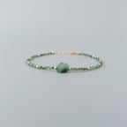 Tiny Emerald Bracelet Dainty Gemstone Beaded Jewelry Green Crystal Bracelet Minimalist May Birthstone Birthday Gift 20th Anniversary Wife