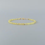 Tiny Yellow Sapphire Bracelet Dainty Gold Filled Bracelet Gemstone Beaded Jewelry Minimalist September Birthstone Birthday Gift Wife
