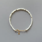 Tiny Mother of Pearl Bracelet Shell Dainty Gold Filled Beaded Bracelet Minimalist Jewelry June Birthstone Birthday Gift for Bridemaid