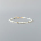 Tiny Mother of Pearl Bracelet Shell Dainty Gold Filled Beaded Bracelet Minimalist Jewelry June Birthstone Birthday Gift for Bridemaid