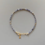 Tiny Iolite Bracelet Dainty Gold Filled Bracelet Gemstone Blue Crystal Jewelry Minimalist Stacking Bracelet Birthday Gift for Women