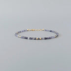 Tiny Iolite Bracelet Dainty Gold Filled Bracelet Gemstone Blue Crystal Jewelry Minimalist Stacking Bracelet Birthday Gift for Women