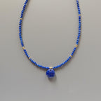 Tiny Lapis Beaded Necklace Layering Dainty Lapis Choker Minimalist Jewelry Gold Filled Birthday Gift For Women September Birthstone