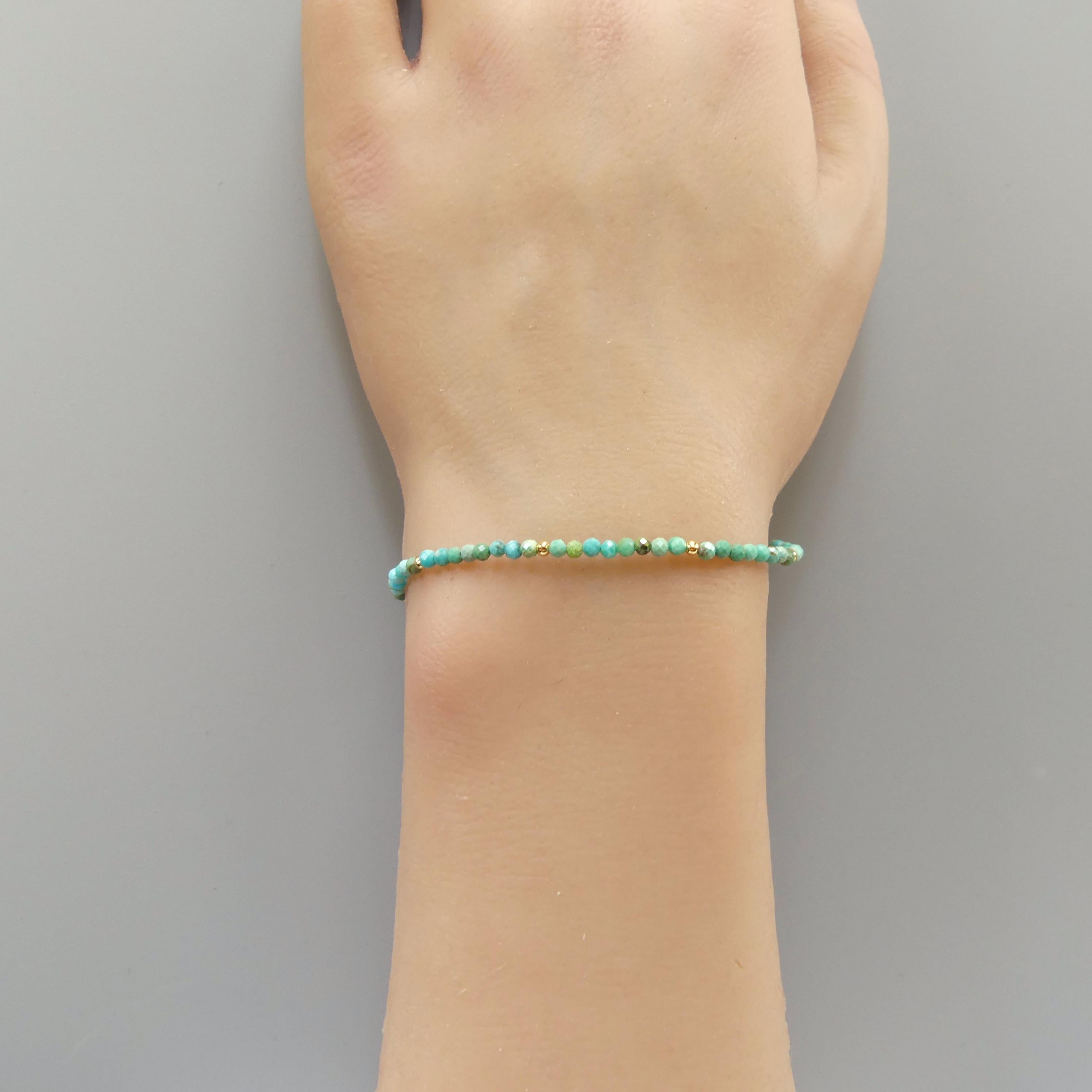 Tiny Arizona Turquoise Bracelet - Dainty December Birthstone Jewelry
