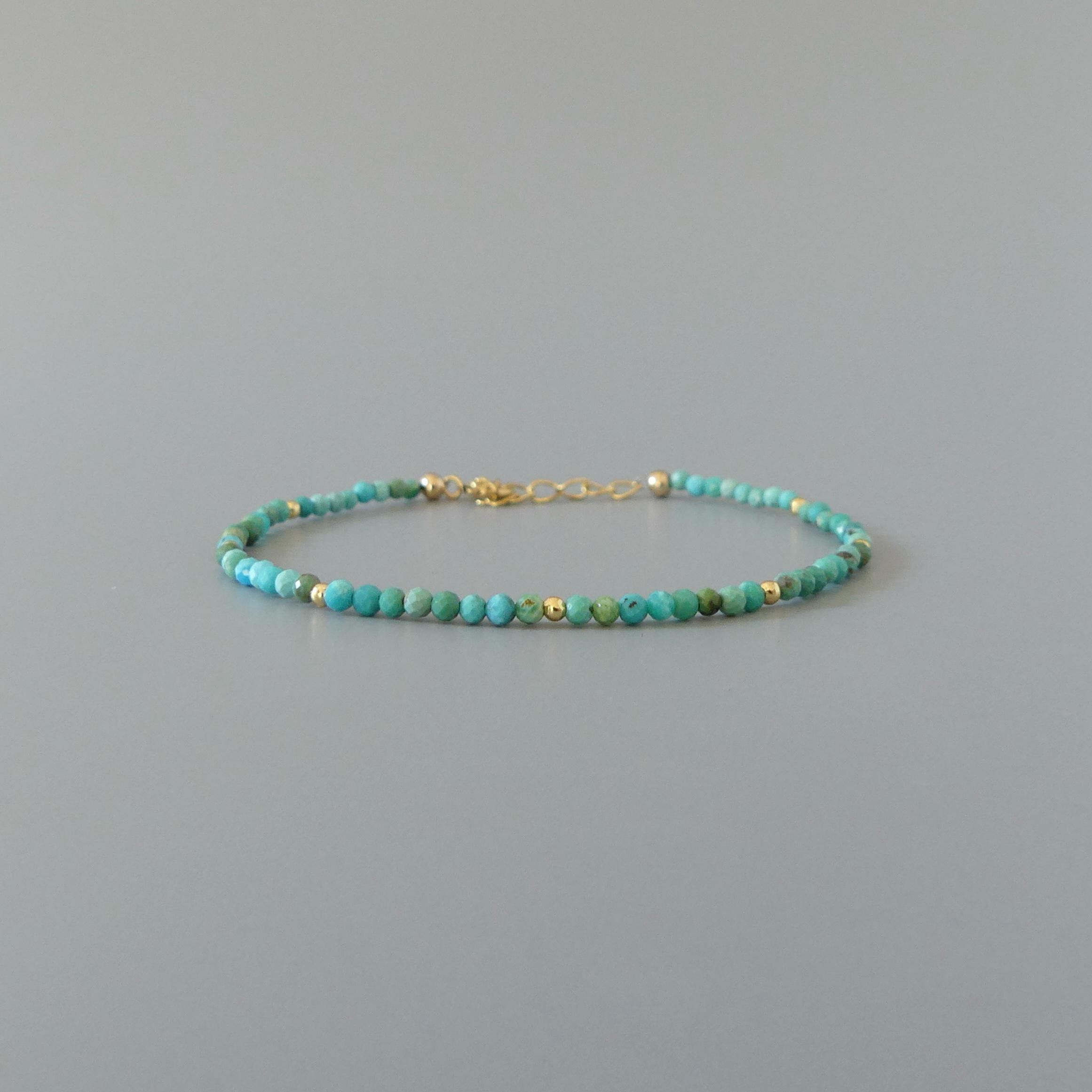 Tiny Arizona Turquoise Bracelet - Dainty December Birthstone Jewelry