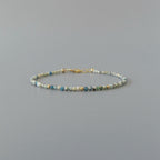 Tiny K2 Azurite Bracelet Dainty Gemstone Beaded Bracelet Blue Crystal December Birthstone Jewelry Minimalist Birthday Gift Bride Wife