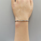 Tiny Blue Sapphire Bracelet Dainty Gemstone Beaded Bracelet Crystal Minimalist Jewelry September Birthstone Gift for Women Wife Daughter