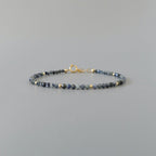Tiny Blue Sapphire Bracelet Dainty Gemstone Beaded Bracelet Crystal Minimalist Jewelry September Birthstone Gift for Women Wife Daughter