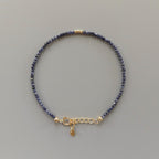 Tiny Blue Sapphire Bracelet Dainty Gemstone Beaded Bracelet Crystal Minimalist Jewelry September Birthstone Gift for Women Wife Daughter