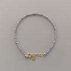 Tiny Pink Amethyst Bracelet Dainty Lilac Gemstone Beaded Bracelet Crystal Jewelry Minimalist February Birthstone July Birthday Gift