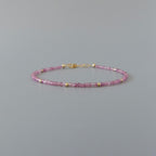 Tiny Pink Tourmaline Bracelet Dainty Gemstone Beaded Bracelet October Birthstone Pink Crystal Jewelry Minimalist Birthday Gift for Mom Wife