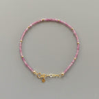 Tiny Pink Tourmaline Bracelet Dainty Gemstone Beaded Bracelet October Birthstone Pink Crystal Jewelry Minimalist Birthday Gift for Mom Wife