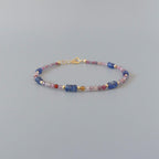 Tiny Blue Kyanite Bracelet Dainty Multi Spinel Gold Filled Beaded Bracelet Stacking Minimalist Jewelry Colorful Birthday Gift for Women