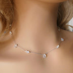 Dainty Silk Necklace Moonstone Knotted Silk Necklace Beaded Choker Layering Necklace Gift for Women Bridal Jewelry June Birthstone Gift