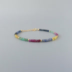 Tiny Multi Sapphire Bracelet Dainty Colorful Sapphire Gemstone Beaded Bracelet Jewelry Minimalist September Birthstone Birthday Gift Wife