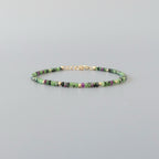 Tiny Ruby Zoisite Bracelet Dainty Beaded Bracelet Gold Filled Crystal Minimalist Jewelry July Birthstone Birthday Gift for Women