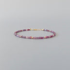 Tiny Ruby Bracelet Dainty Cube Bead Ruby Natural Gemstone Bracelet Minimalist July Birthstone Jewelry Gift for Women