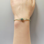 Tiny Emerald Bracelet Dainty Gemstone Beaded Jewelry Green Crystal Bracelet Minimalist May Birthstone Birthday Gift 20th Anniversary Wife