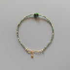 Tiny Emerald Bracelet Dainty Gemstone Beaded Jewelry Green Crystal Bracelet Minimalist May Birthstone Birthday Gift 20th Anniversary Wife